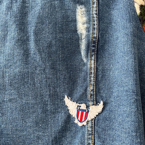 EUC Free People blue denim jacket with knitted Cyprus sleeves - Picture 9 of 14